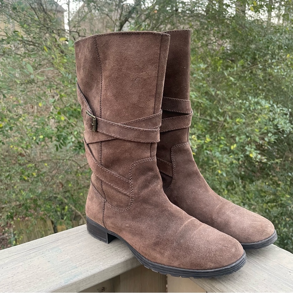 Lauren Ralph Lauren Shelby brown suede leather boots 9 - Picture 2 of 14